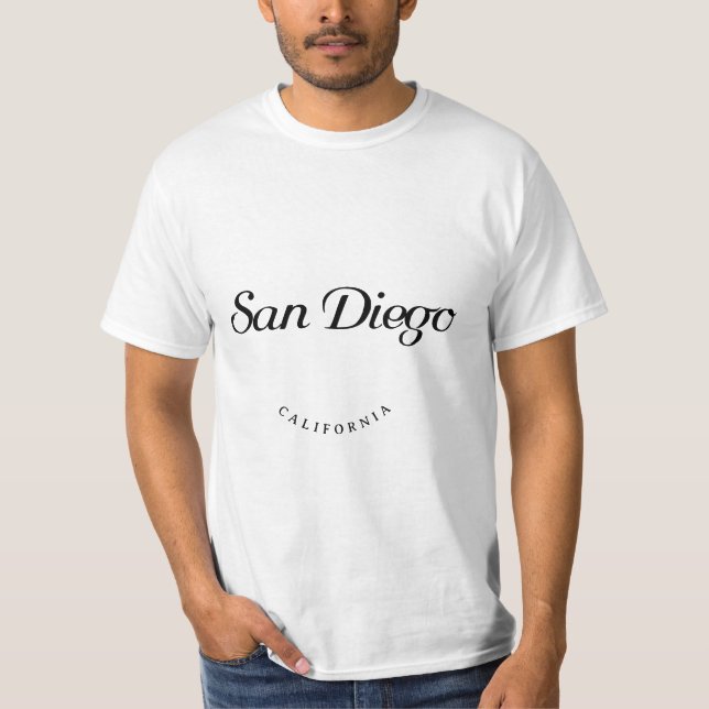 San Diego California Black Font T-Shirt (Front)