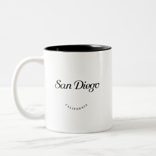 San Diego California Black Font Two_Tone Coffee Mug