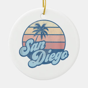 San Diego California CA T Shirt Vintage 70s Retro  Ceramic Ornament