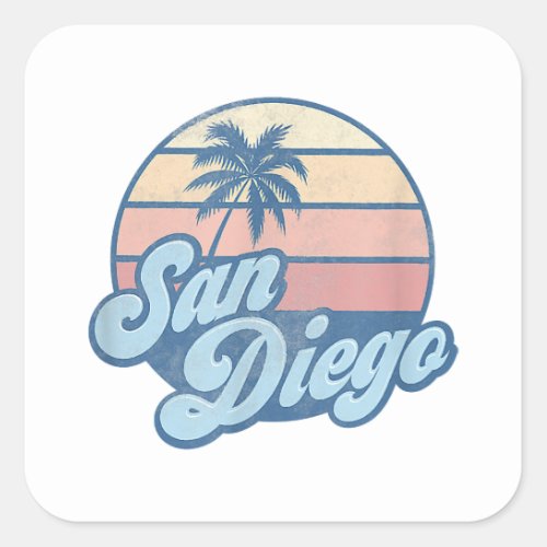 San Diego California CA T Shirt Vintage 70s Retro  Square Sticker