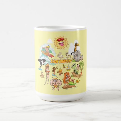 San Diego California Cartoon Coffee Mug