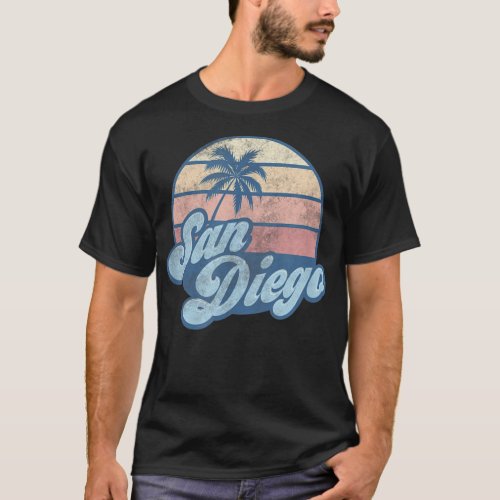 San Diego California CAVintage 70s Retro Surfer Te T_Shirt