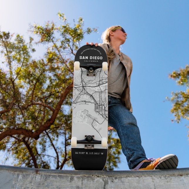San Diego, California City Map Skateboard (Outdoor 1)