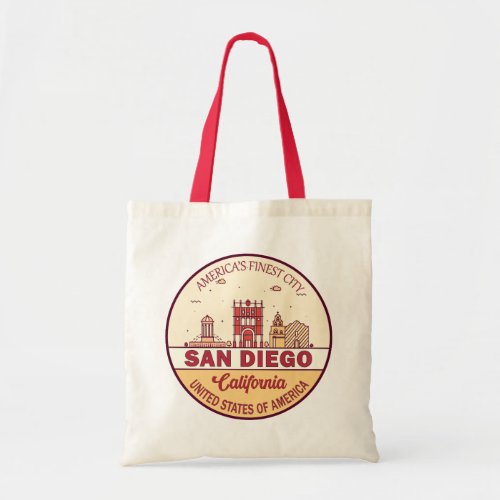 San Diego California City Skyline Emblem Tote Bag