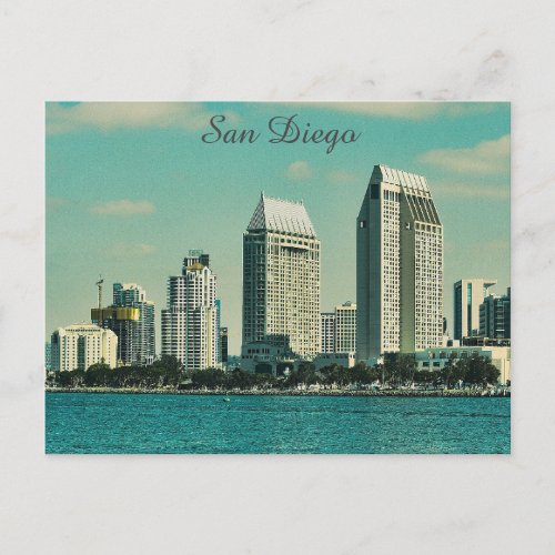 San Diego California City Skyline Travel Photo Postcard
