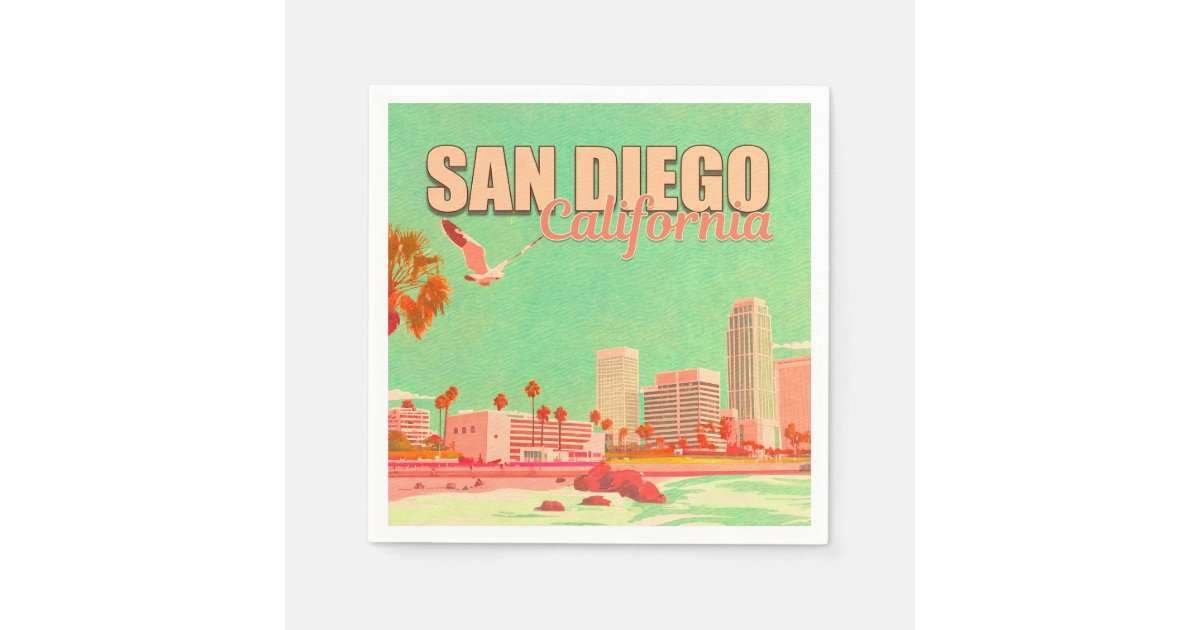 San Diego California Downtown Souvenirs 1950s Napkins | Zazzle