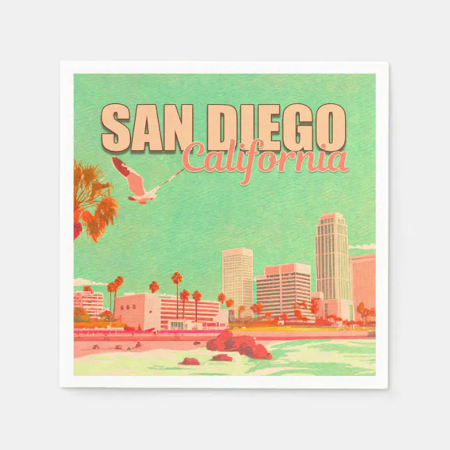 San Diego California Downtown Souvenirs 1950s Napkins | Zazzle