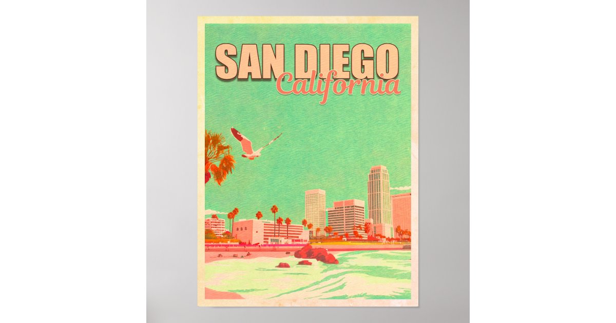 San Diego California Downtown Souvenirs 1950s Poster | Zazzle