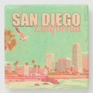 San Diego California Downtown Souvenirs 1950s Stone Coaster