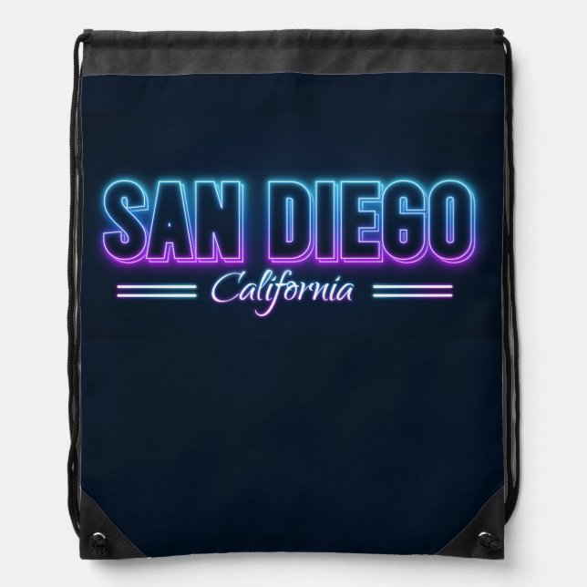 San Diego California Drawstring Bag (Front)