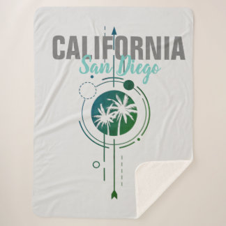 San Diego California Geometric Palms Sherpa Blanket
