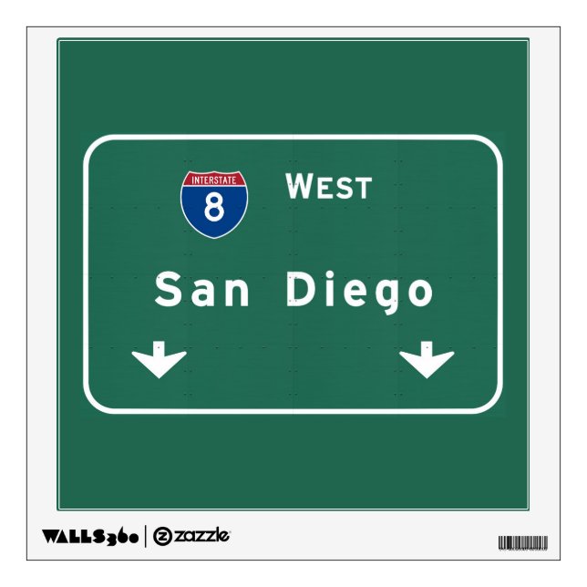 San Diego California Interstate Highway Freeway : Wall Sticker (Front)