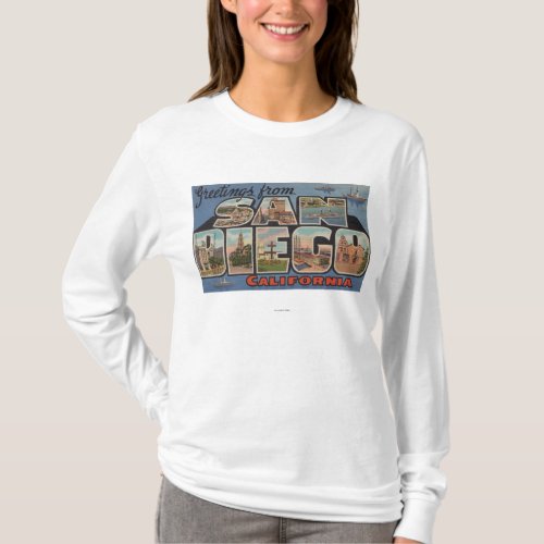 San Diego California _ Large Letter Scenes T_Shirt