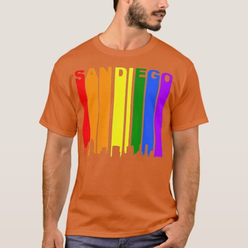 San Diego California LGBQ Gay Pride Rainbow Skylin T_Shirt