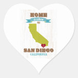 San Diego, California Map – Home Is Where The Hear Heart Sticker