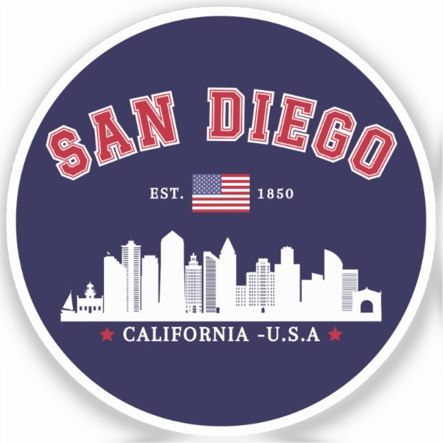San Diego California Modern City Sticker (Front)