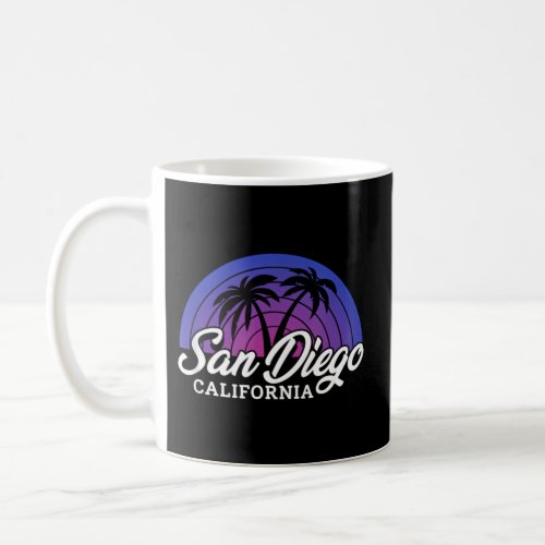 San Diego California Palm Trees Surfing Summer Vac Coffee Mug