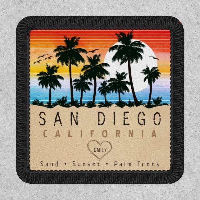 San Diego California Retro Palm trees Souvenir 60s Patch (Front)