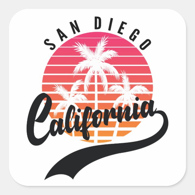 San Diego, California Retro Sticker (Front)