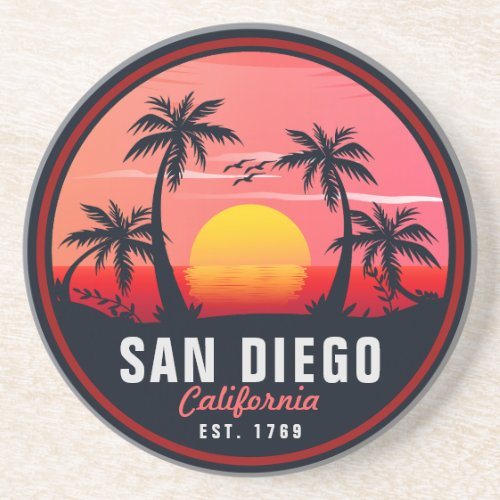 San Diego California Retro Sunset Souvenirs 60s Coaster