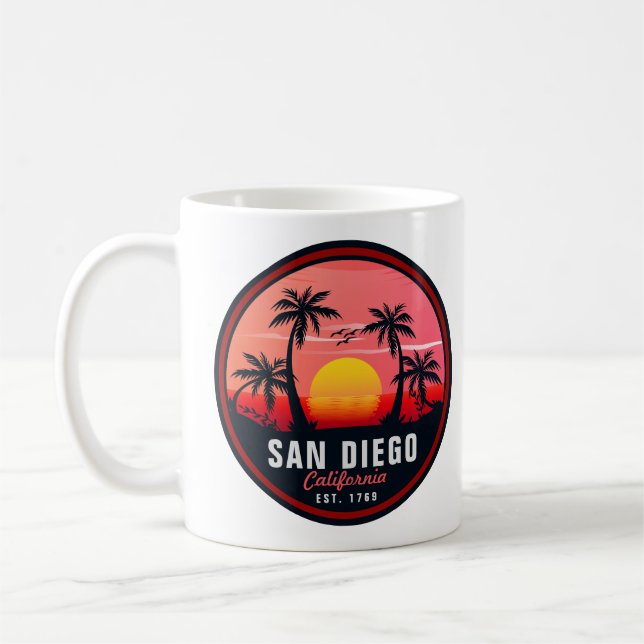 San Diego California Retro Sunset Souvenirs 60s Coffee Mug (Left)
