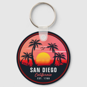 San Diego California Retro Sunset Souvenirs 60s Keychain