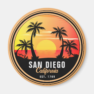 San Diego California Retro Sunset Souvenirs 60s Magnet