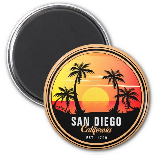 San Diego California Retro Sunset Souvenirs 60s Magnet