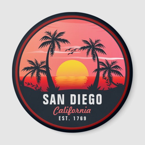 San Diego California Retro Sunset Souvenirs 60s Magnet