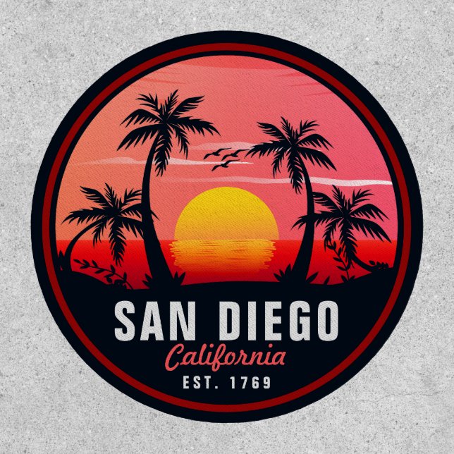 San Diego California Retro Sunset Souvenirs 60s Patch (Front)