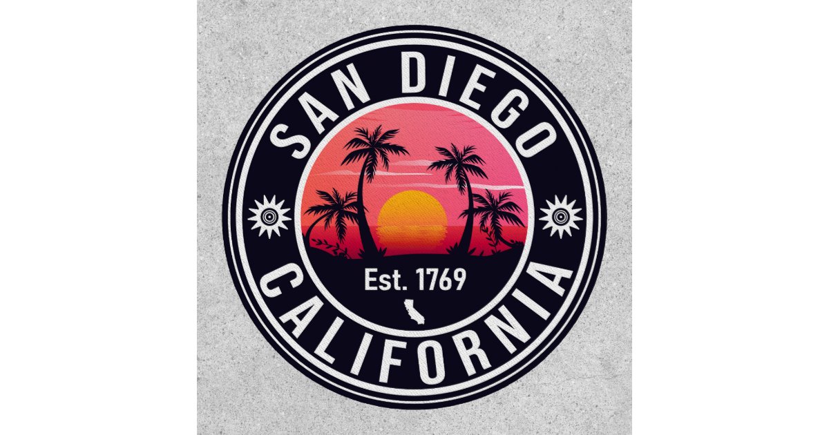 San Diego California Retro Sunset Souvenirs 80s Patch | Zazzle