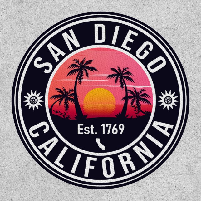 San Diego California Retro Sunset Souvenirs 80s Patch (Front)