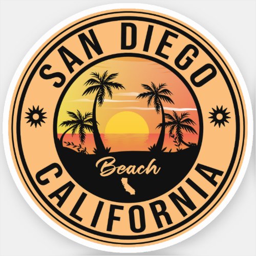 San Diego California Retro Sunset Souvenirs 80s Sticker