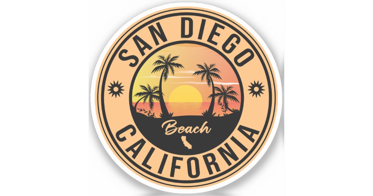 San Diego California Retro Sunset Souvenirs 80s Sticker | Zazzle