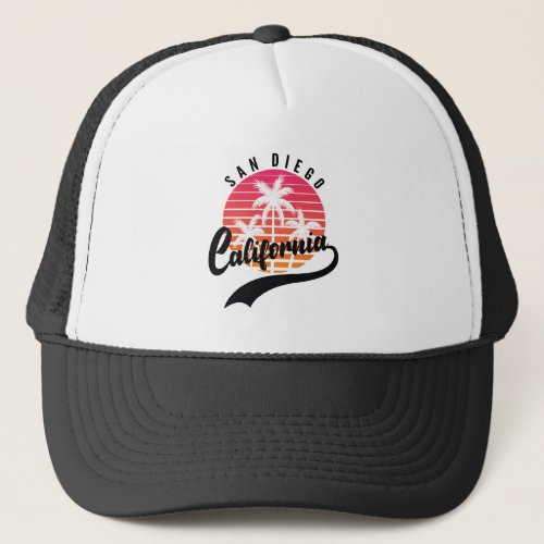 San Diego California Retro Sunset Trucker Hat