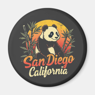 San Diego California Retro Sunset Vintage Panda Magnet