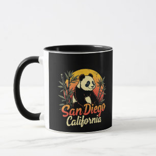 San Diego California Retro Sunset Vintage Panda Mug