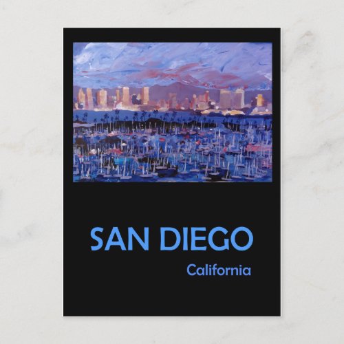 San Diego California Retro Travel Poster Postcard