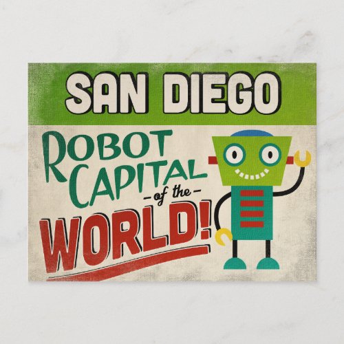 San Diego California Robot _ Funny Vintage Postcard