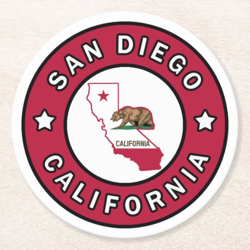 San Diego California Round Paper Coaster