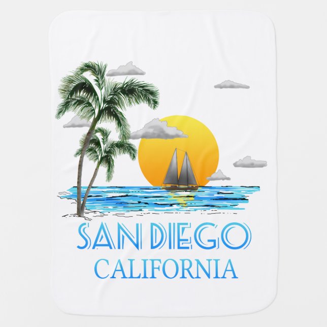 San Diego California Sailing Baby Blanket (Front)