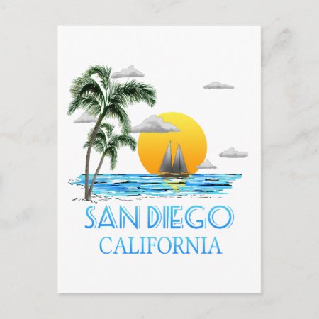 San Diego California Sailing Postcard