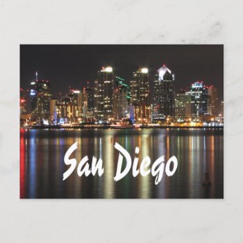 San Diego California Skyline At Night Postcard by whereabouts at Zazzle