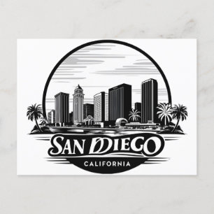 San Diego California Skyline Holiday Postcard