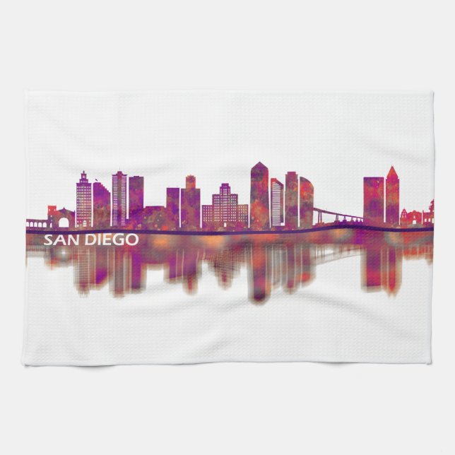 San Diego California Skyline Kitchen Towel (Horizontal)