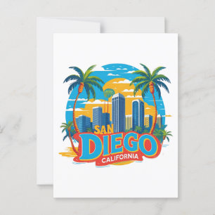 San Diego California Skyline–Modern Cityscape Art Postcard