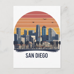 San Diego California Skyline–Modern Cityscape Art Postcard