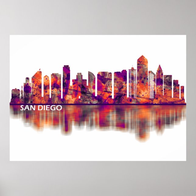 San Diego California Skyline Poster (Front)