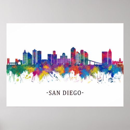 San Diego California Skyline Poster