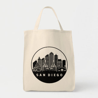 San Diego California Skyline Tote Bag